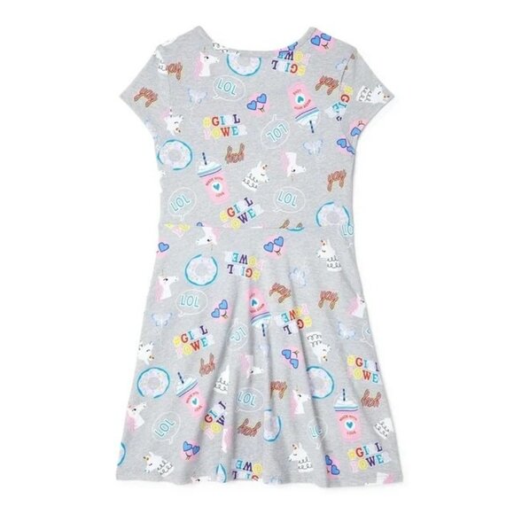 Wonder Nation Size Large 10/12 Girls Dress Gray Unicorns & Girl Power Print - Picture 5 of 9